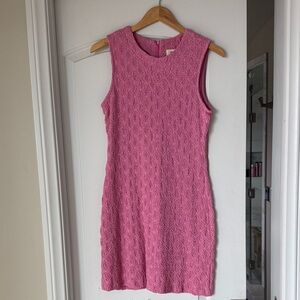 Sleeveless Pink Textured Shift Dress